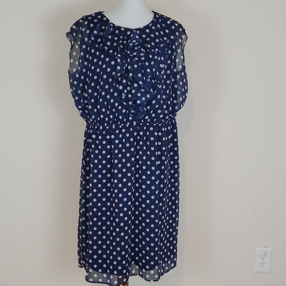 Soho Apparel LTD blue and white polka dot dress
